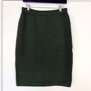 St John Collection Marie Gray Green Santana Knit Pencil Skirt Size 8 Vintage